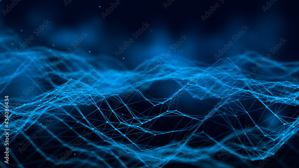 Aufkleber Technology background. Abstract digital combination dots and lines. Network connection structure. 3d Widescreen