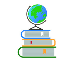 book world vector , university logo. Globe on book science concept vector illustration.
