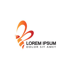 modern bee logo template design vector in isolated background