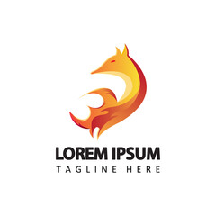 modern fire wolf logo template design vector in isolated white background