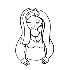 Doodle set.Girl with long hair.Hand drawn lineart set isolated on white background.