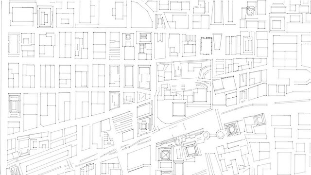 The Complete Architectural layout sketch blueprint drawing of a city animation