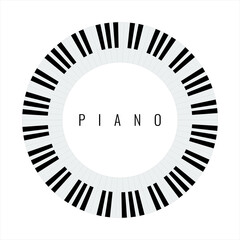 Plate piano key frame border. Piano keyboard Circle shape vector illustration.