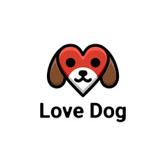 Simple Mascot Vector Logo Design of Dual Meaning Love And Face Dog