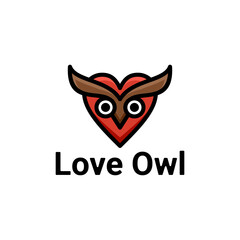 Simple Mascot Vector Logo Design of Dual Meaning Love And Birds Owl