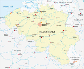 vector map of belgium with main cities 
