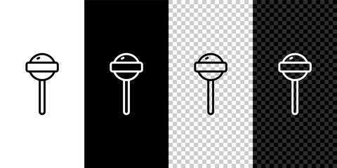 Set line Lollipop icon isolated on black and white,transparent background. Food, delicious symbol. Vector