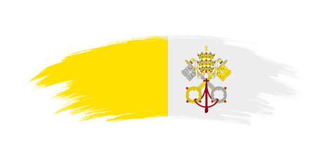 Artistic grunge brush flag of Vatican City isolated on white background