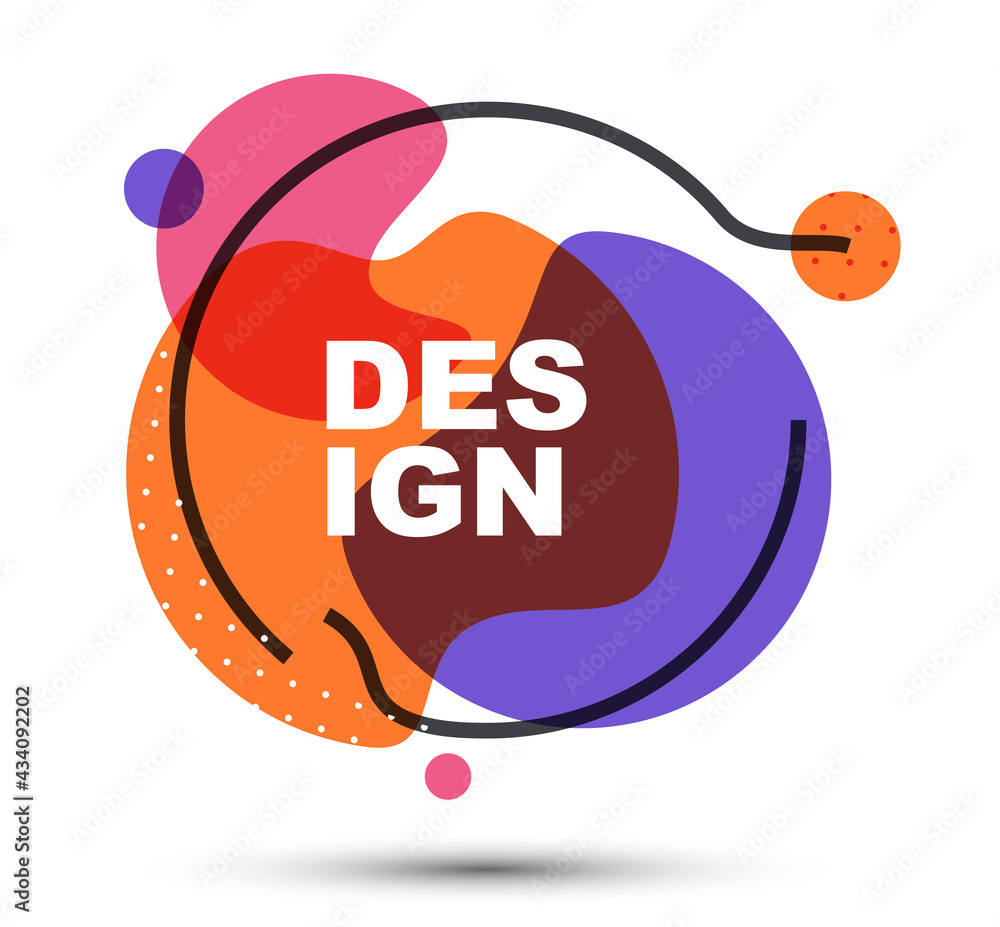 Poster round shape colorful ink paint fluids vector illustration isolated on white, modern style design com