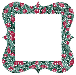 Decorative blank classic style border vector vintage design, floral frame made of leaves, luxury beautiful background, invitation or greeting card with place for text.