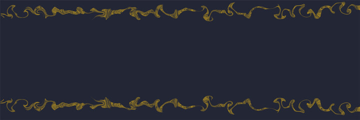Golden liquid pattern on dark blue background Border vector illustration Abstract background Copy space