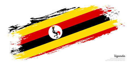 Hand painted brush flag of Uganda country with stylish flag on white background