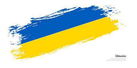 Hand painted brush flag of Ukraine country with stylish flag on white background