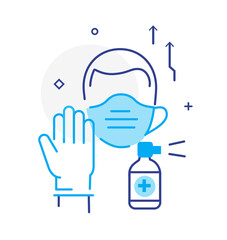 special protective means antivirus. Quarantine, virus, protection, medicine.Flat illustration Icons infographics. Landing page site print poster.