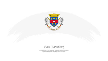 Flag of Saint Barthelemy in grunge style stain brush with waving effect on isolated white background