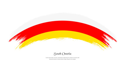 Flag of South Ossetia in grunge style stain brush with waving effect on isolated white background