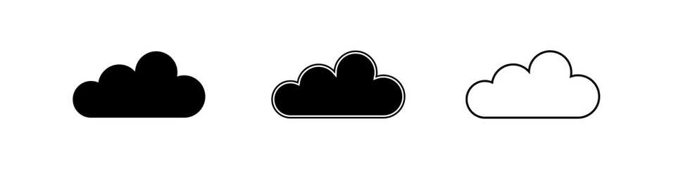 Fototapeta premium Clouds silhouettes. Vector set of clouds shapes. Collection of various forms and contours. Vector illustration.