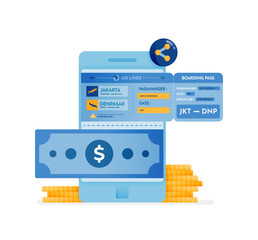 icon design of transfer money to mobile banks and buy plane tickets for holidays. this icon can be used for marketing, ads, promotion, company, corporate