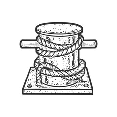Obraz premium Bitt with rope bollard sketch raster illustration
