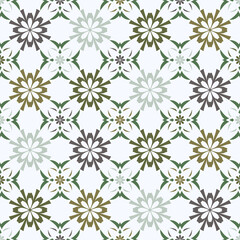 Geometric pattern with flowers seamless vintage retro design