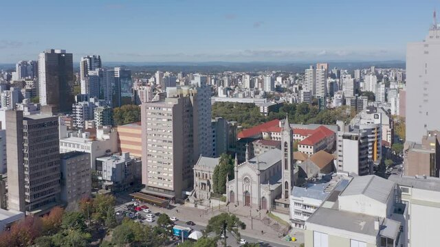 Caxias do Sul, RS, Brazil - MAI 08 of 2021 - Par&oacute;quia Santa Teresa D'Avila - Catedral It is a temple of the Catholic Church located in Pra&ccedil;a Dante Alighieri, in the center of Caxias do Sul, in Brazil.