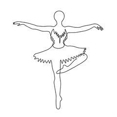 A ballet dancer in a ballet pose. A ballerina drawn with a single line. Ballerina one line.
