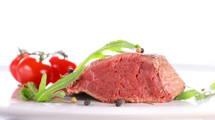 juicy beef steak with herb and peppers