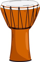Fototapeta na wymiar Djembe drum African musical instrument isolated sketch. Vector rope-tuned and skin-covered goblet jembe