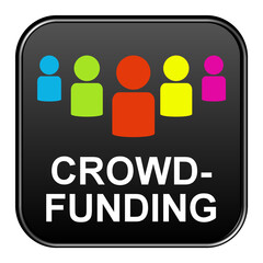 Schwarzer Button mit Häkchen Icon: Crowdfunding