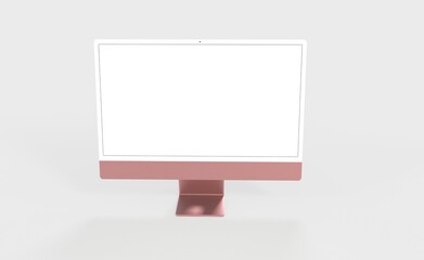 Realistic new flat screen computer monitor 3d style mockup with blank screen isolated 3d