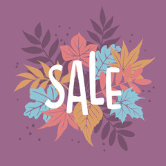 autumn fall special offer discount sale banner backgroundwith park loak maple chestnut walnut birch leaves arrangement