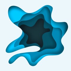 Abstract Blue and white Paper cut multi layers  Background ,concept design or flowing liquid illustration for website template , illustration wallpaper
