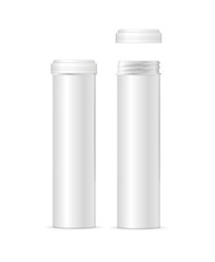 Realistic Detailed 3d White Pills Tablet Tube Bottle Set. Vector