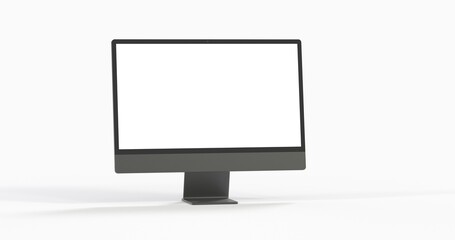 Computer display with blank white screen 3d