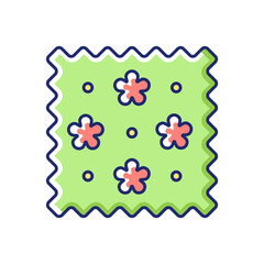 Abstract print pattern on fabric vector flat color icon. Simple fiber label. Cute tracery material property. Special fabric feature. Cartoon style clip art for mobile app. Isolated RGB illustration