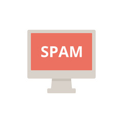 Computer screen with text Spam icon, internet security, spam mail