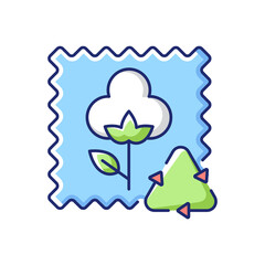 Recycled cotton fabric vector flat color icon. Eco friendly and natural material quality. Environmental protection. Cartoon style clip art for mobile app. Isolated RGB illustration