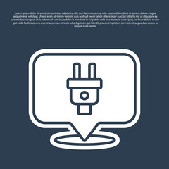 Blue line Electric plug icon isolated on blue background. Concept of connection and disconnection of the electricity. Vector