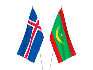 Iceland and Islamic Republic of Mauritania flags