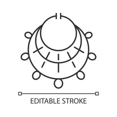 Ancient jewelry linear icon. Excavated treasure. Bracelet and necklace. Personal adornment. Thin line customizable illustration. Contour symbol. Vector isolated outline drawing. Editable stroke