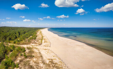 Beautiful scenery of Baltic Sea beach in Sobieszewo at summer , Poland