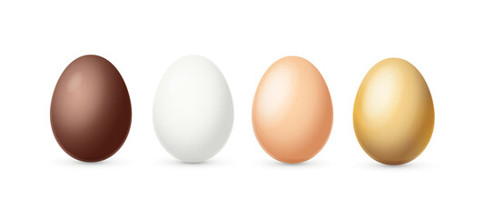 Realistic Detailed 3d Color Eggs on a Row. Vector