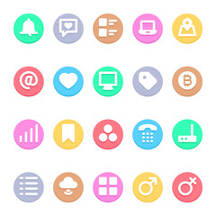Fototapeta premium Circle color glyph icons for social media.
