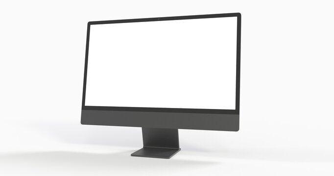 Realistic flat screen computer monitor 3de style mockup with blank screen isolated 3d