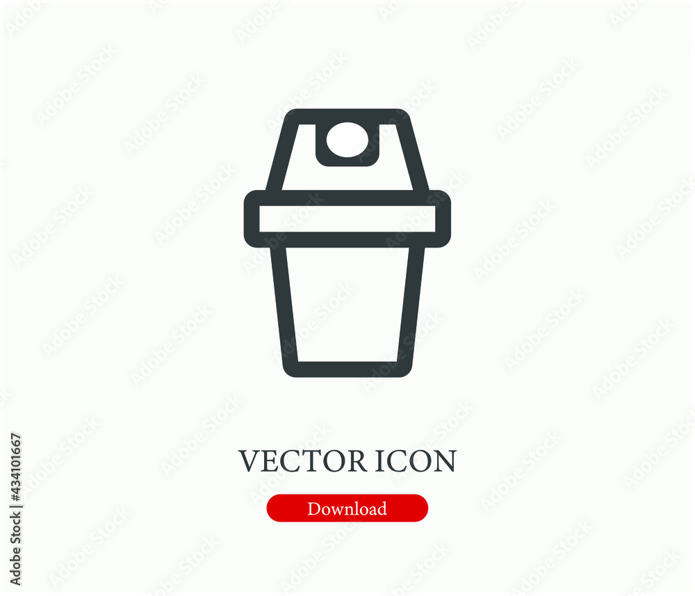 Poster trash can vector icon. editable stroke. symbol in line art style for design, presentation, website o