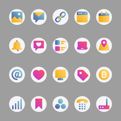 Gradient color icons for social media.