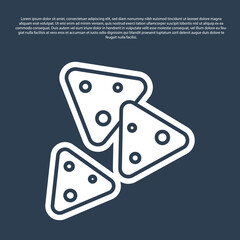 Blue line Nachos icon isolated on blue background. Tortilla chips or nachos tortillas. Traditional mexican fast food. Vector
