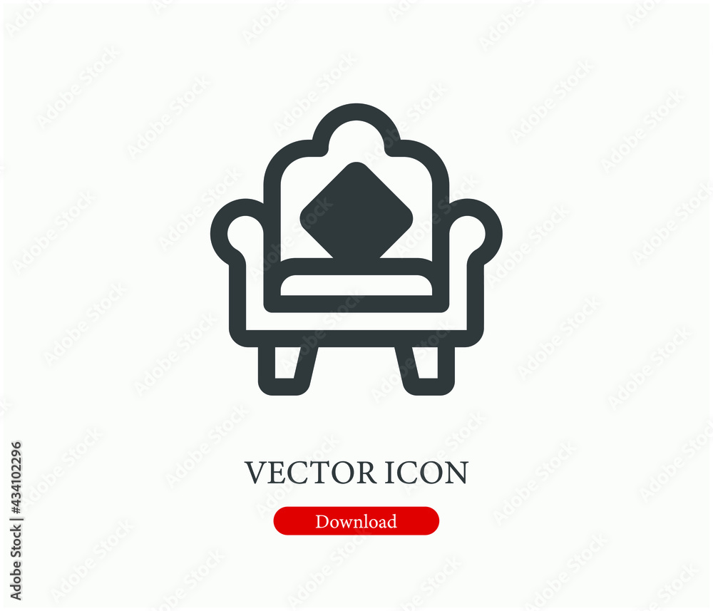 Poster sofa vector icon. editable stroke. symbol in line art style for design, presentation, website or app