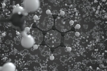 Trimethylbenzene molecule, ball-and-stick molecular model. Chemical 3d rendering