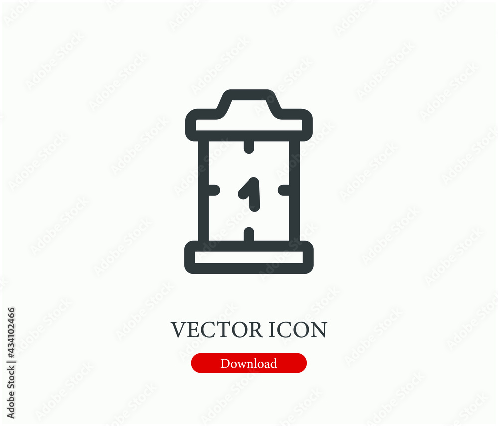 Poster clock vector icon. editable stroke. symbol in line art style for design, presentation, website or ap